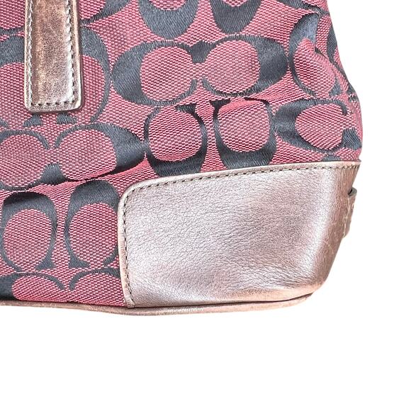 VINTAGE Coach Signature Monogram Leather trim Hand Bag - Picture 8 of 8